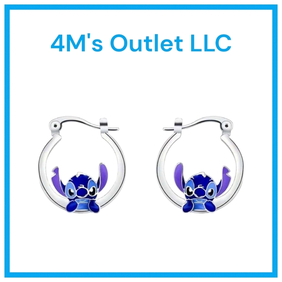 SHEIN Jewelry - Silver and Blue Hoop Earrings with Character Design